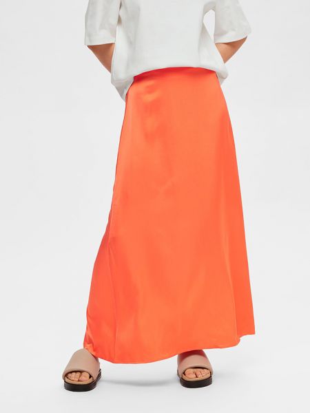 Длинная юбка Selected Femme оранжевая