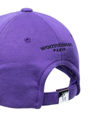 Haftowana czapka z daszkiem bawełniana Wooyoungmi fioletowa