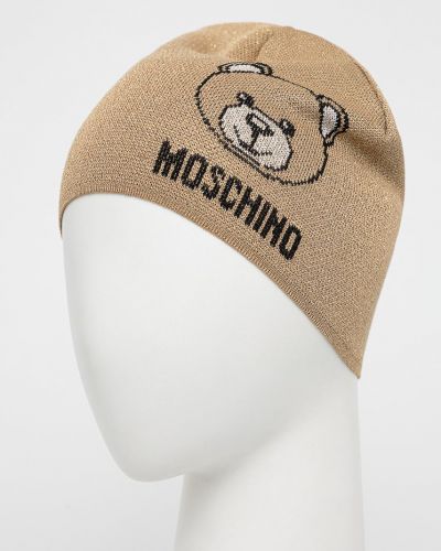 Dzianinowa czapka Moschino złota