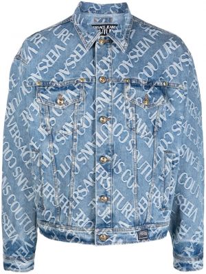 Džínová bunda s potiskem Versace Jeans Couture modrá