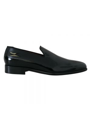 Lakierowane loafers zamszowe wsuwane Dolce And Gabbana czarne