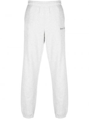 Džerzej fleecové teplákové nohavice s potlačou Sporty & Rich sivá