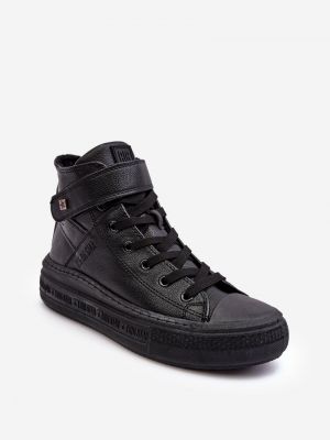 Csillag mintás szigetelt platform talpú sneakers Big Star Shoes fekete