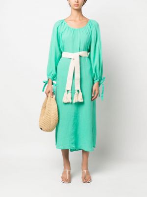 Lněné midi šaty 120% Lino zelené