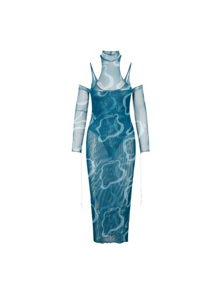 Sukienka midi z długim rękawem Julfer niebieska