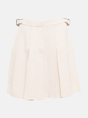 Plisirana lanena mini suknja Brunello Cucinelli bijela