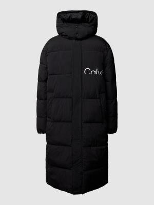Pikowany płaszcz z nadrukiem Calvin Klein Jeans czarny