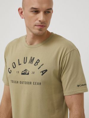Тениска с дълъг ръкав с принт Columbia зелено