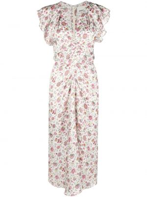 Květinové midi šaty s potiskem Isabel Marant bílé