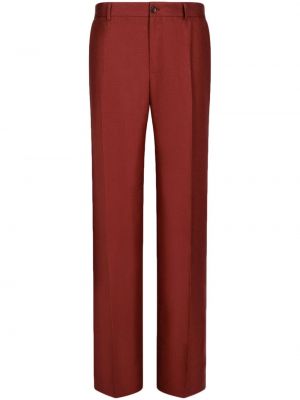 Ľanové nohavice Dolce & Gabbana červená