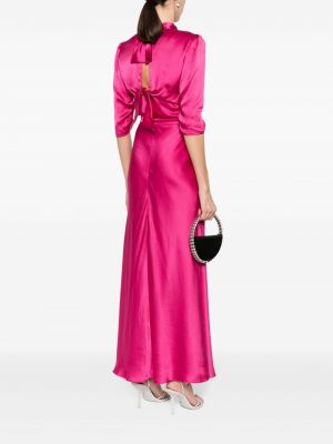 Jedwabna sukienka koktajlowa Saloni różowa