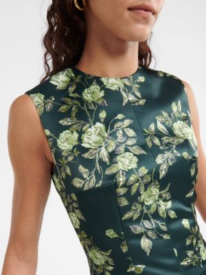 Květinové saténové midi šaty Emilia Wickstead zelené