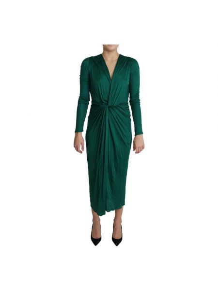 Sukienka midi dopasowana z wiskozy Dolce And Gabbana zielona