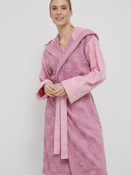 Бавовняний халат United Colors Of Benetton, рожевий