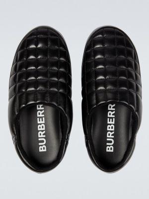 Papuci de casă din piele matlasate Burberry negru