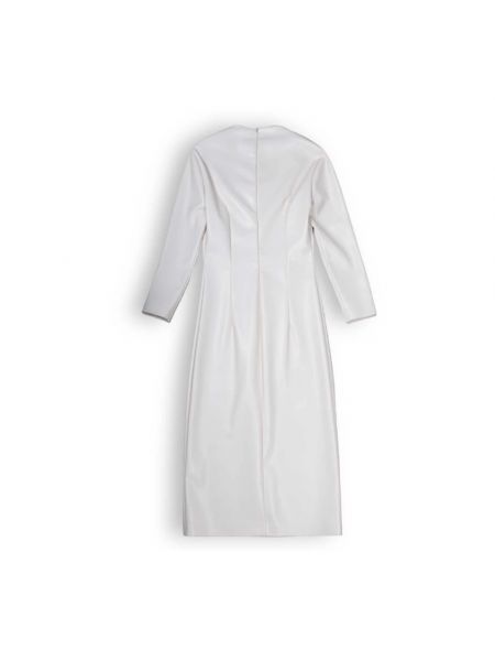 Sukienka midi skórzana z dekoltem kwadratowym Jucca biała