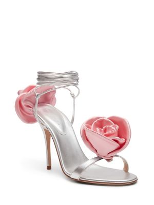 Satenske sandale s cvjetnim printom Magda Butrym srebrena