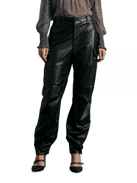 Кожаные брюки карго из искусственной кожи Rag & Bone черные