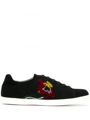 Zapatillas con bordado de flores Emporio Armani negro