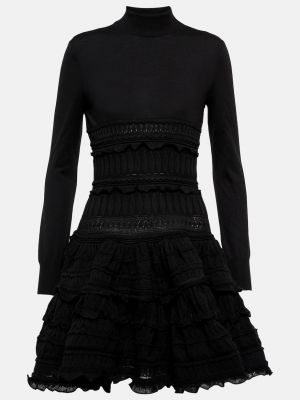 Шерстяное платье мини Alaïa черное