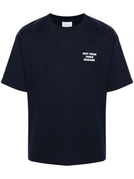 T-shirt avec imprimé slogan en coton à imprimé Drôle De Monsieur bleu