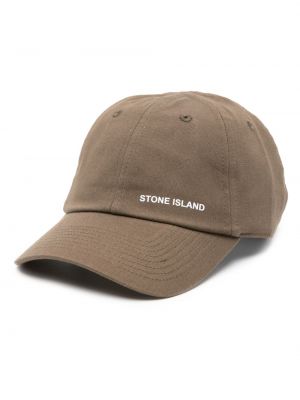 Bombažna kapa s šiltom s potiskom Stone Island rjava