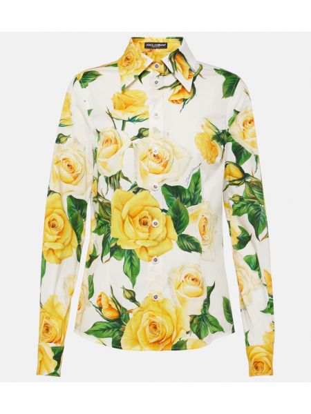 Kvetinová bavlnená košeľa Dolce&gabbana ružová
