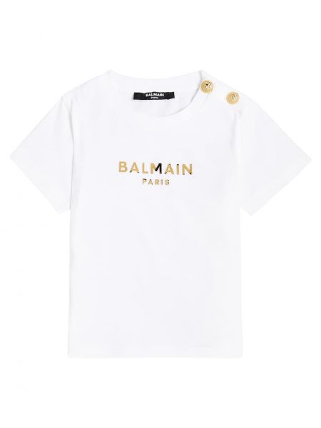 Trøje bomuld t-shirt for piger Balmain Kids hvid