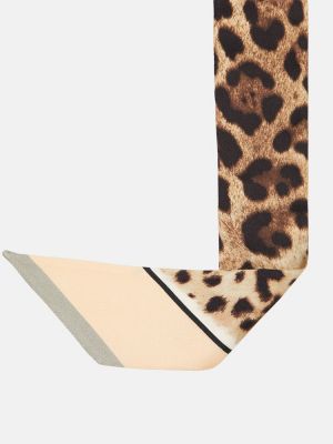 Fular de mătase cu imagine cu model leopard Dolce&gabbana maro