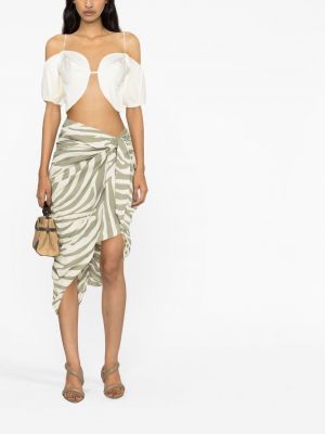 Midi sukně s potiskem se zebřím vzorem Balmain béžové