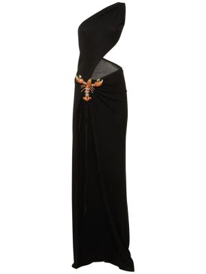 Sukienka długa z wiskozy z krepy Dsquared2 czarna