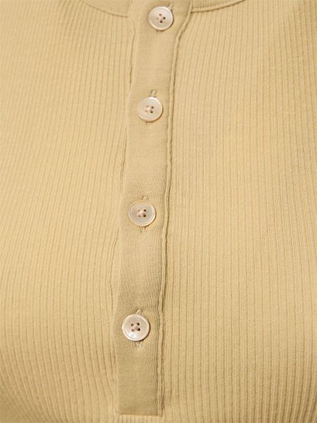 Βαμβακερή μπλούζα με κουμπιά Auralee χακί