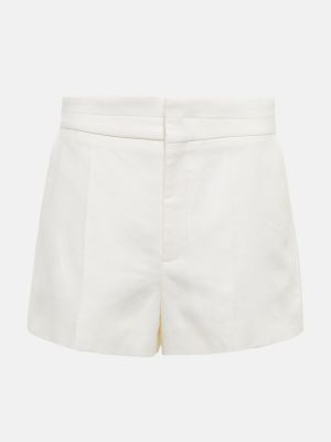 Pantaloni scurți cu talie înaltă de in Chloã© alb