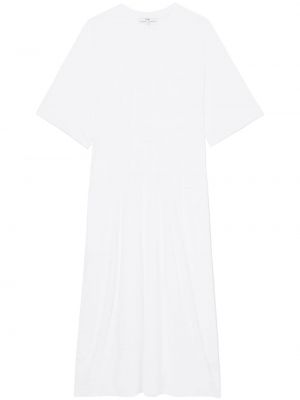 Памучна рокля с кръгло деколте Tibi бяло