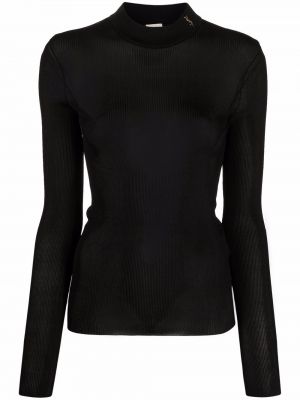 Копринен пуловер Saint Laurent черно