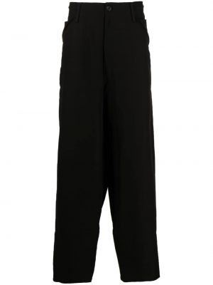Pantaloni cu nasturi din bumbac Yohji Yamamoto negru