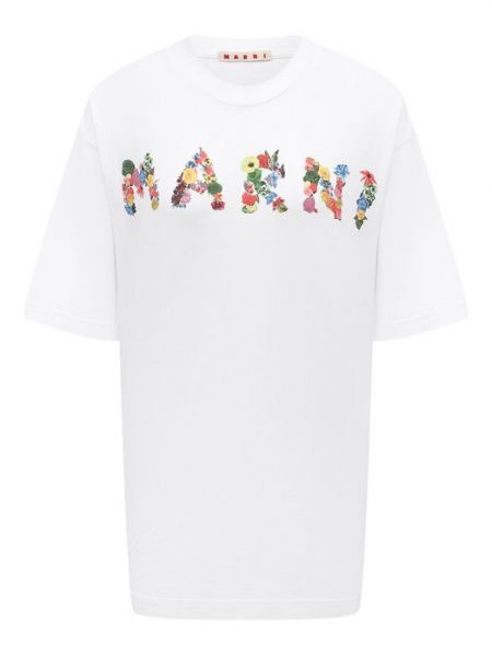 Хлопковая футболка Marni белая