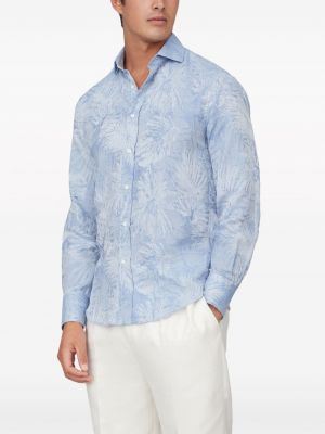 Žakardinė marškiniai Brunello Cucinelli mėlyna