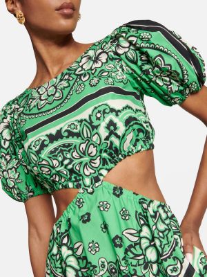 Sukienka midi bawełniana z nadrukiem Redvalentino zielona