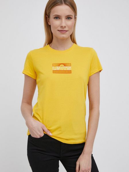 Bavlněné tričko Levi's žluté