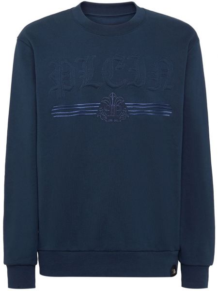 Pamučna dugi sweatshirt Philipp Plein plava