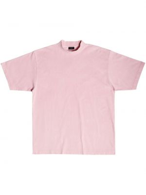 Tričko s výšivkou s kulatým výstřihem Balenciaga růžové
