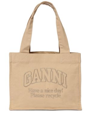 Памучни шопинг чанта Ganni