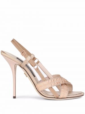 Saténové sandály Dolce & Gabbana hnědé
