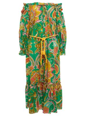 Kokvilnas midi kleita ar apdruku Alã©mais zaļš