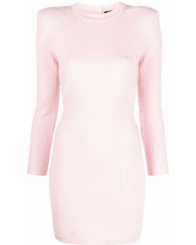 Плетена мини рокля Balmain розово
