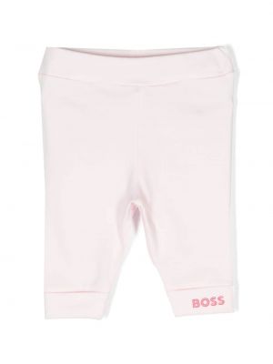 Leggings ricamati Boss Kidswear rosa