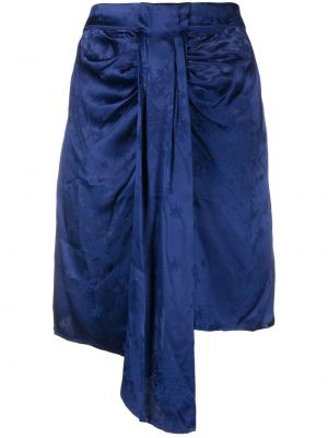 Květinové saténové asymetrická sukně Sabina Musayev - modrá