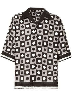 Chemise en lin à imprimé à motif géométrique Dolce & Gabbana