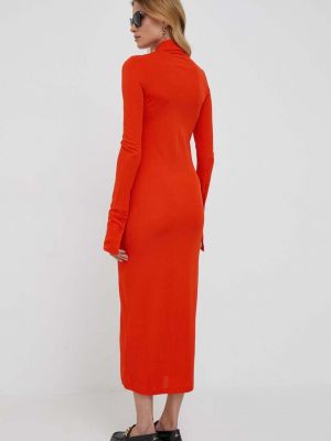 Midi šaty Calvin Klein oranžové